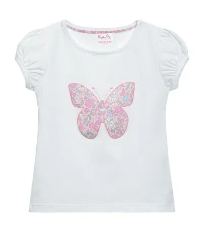 Trotters Kids' Liberty Print Peppa Pig Butterfly T-shirt In Pink