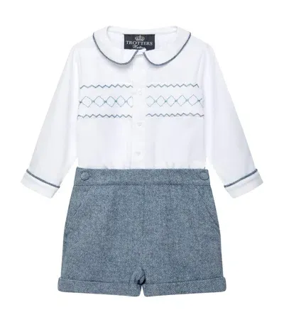 Trotters Kids' Rupert Shirt And Shorts Set In Blue