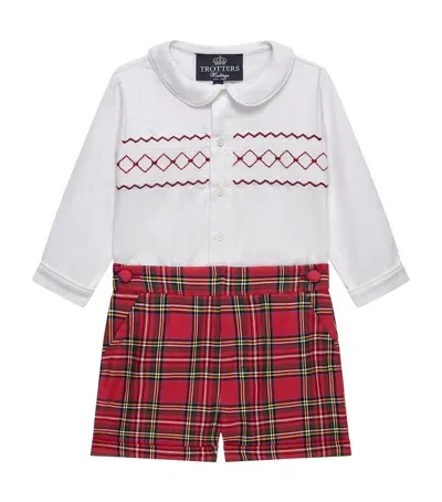 Trotters Kids' Rupert Shirt And Shorts Set In Red