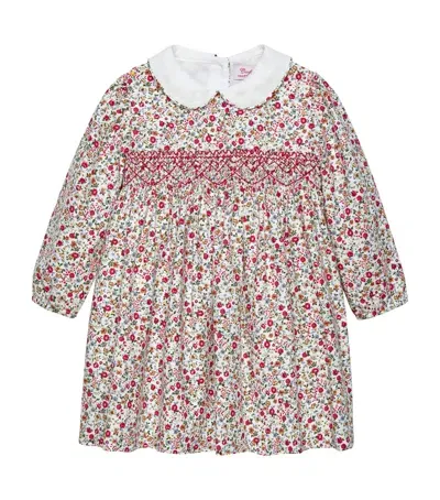 Trotters Kids' Smocked Floral Arabella Dress In Red