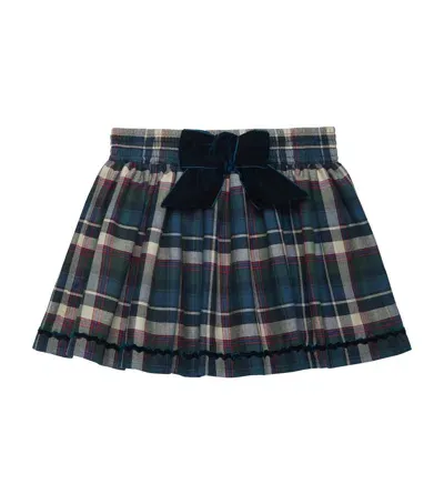 Trotters Kids' Tartan Bow Skirt In Blue