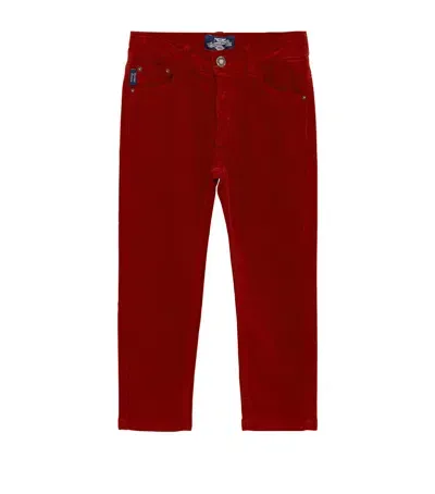 Trotters Kids' Velvet Jake Jeans In Red