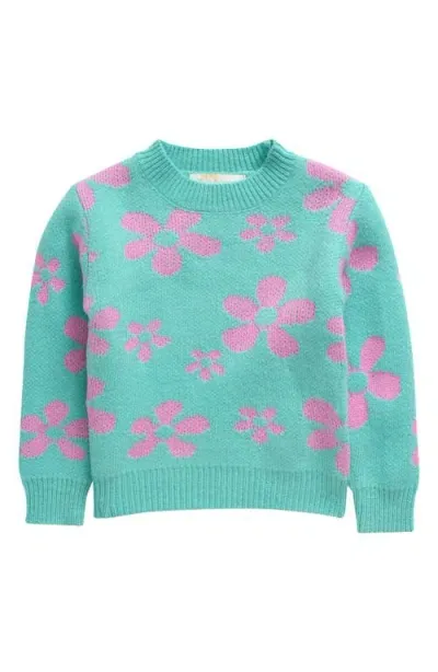 Truly Me Kids' Flower Power Sweater In Aqua Multi