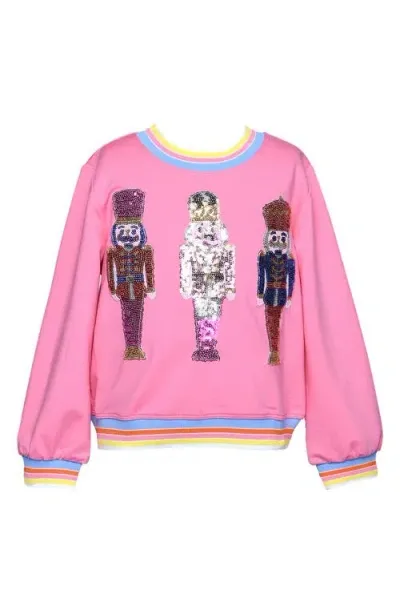 Truly Me Kids' Sequin Nutcracker Sweatshirt In Pink