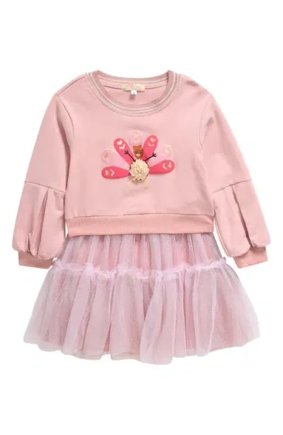 Truly Me Kids' Turkey Day Sweatshirt & Dress In Pink Multi