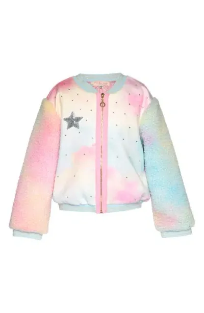 Truly Me Kids' Unicorn Mixed Media Jacket In Pink Multi