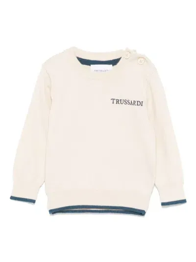 Trussardi Junior Babies' Logo-embroidered Sweater In Neutrals