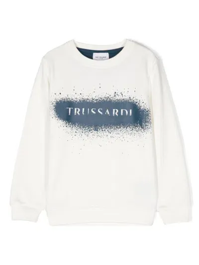 Trussardi Junior Kids' Logo-print Sweatshirt In White