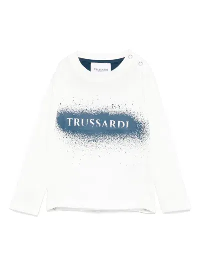 Trussardi Junior Babies' Paint Splatter-detail Sweatshirt In Weiss