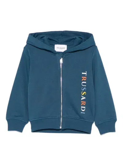 Trussardi Junior Babies' Raised Logo-detail Hoodie In Blue