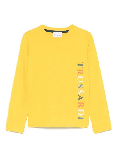 Trussardi Junior Kids' Raised Logo-detail T-shirt In Yellow