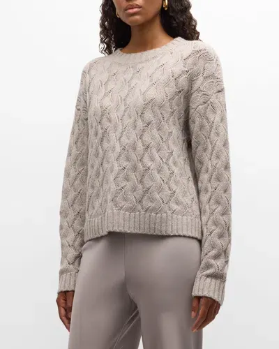 Tse Cashmere Cashmere Cable-knit Crewneck Sweater In Stone Melange