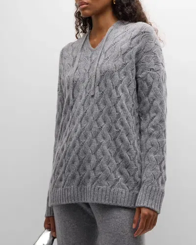 Tse Cashmere Cashmere Cable-knit Hoodie In Heather Grey