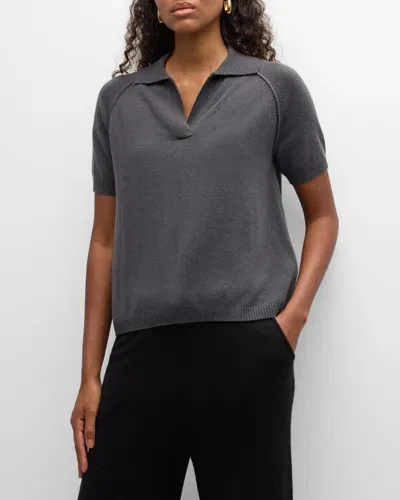 Tse Cashmere Cashmere Raglan-sleeve Polo Shirt In Granite