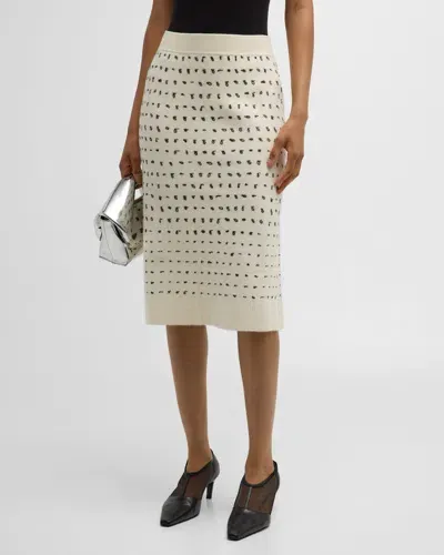 Tse Cashmere Dotted Boiled Cashmere Pencil Skirt In Creme Black