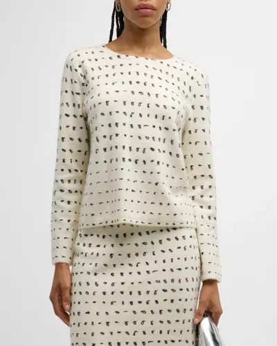 Tse Cashmere Dotted Boiled Cashmere Top In Creme Black