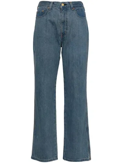 Tu Es Mon Tresor Cotton Tapered Jeans In Blue