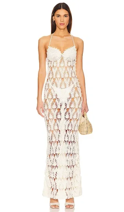 Tularosa Marla Crochet Maxi Dress In 白色