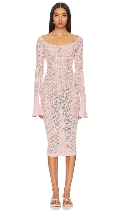 Tularosa Netia Long Sleeve Midi Dress In Baby Pink