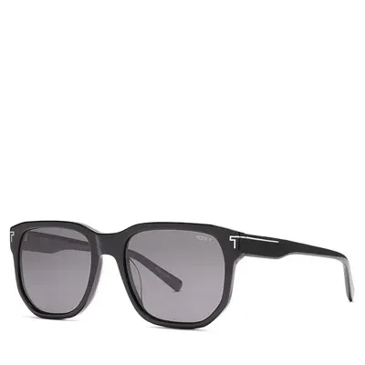 Tumi 003 Geometric Polarized Sunglasses, 56mm In Black/gray Polarized Solid