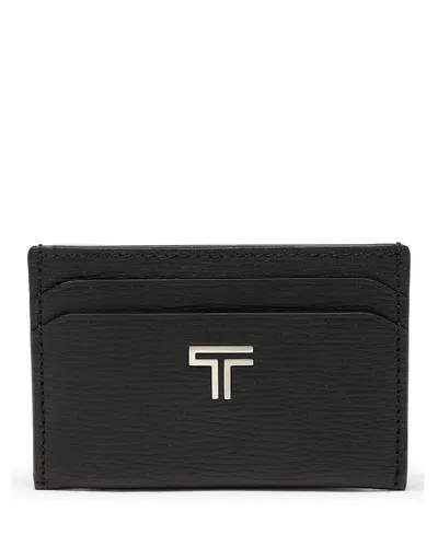 Tumi Turin Slim Leather Card Case In Black Pebble