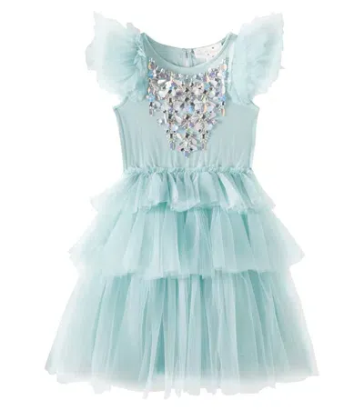 Tutu Du Monde Kids' Glittering Glaciers Embellished Tulle Dress In Blue