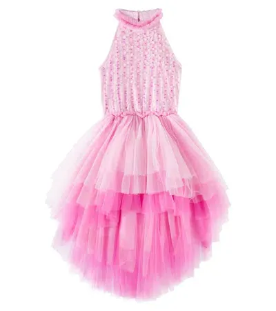 Tutu Du Monde Kids' Light Sound Jersey And Tulle Dress In Pink