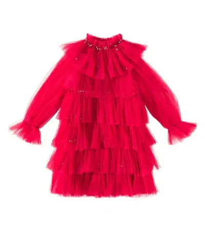 Tutu Du Monde Kids' Luminous Ruffled Tulle Dress In Red