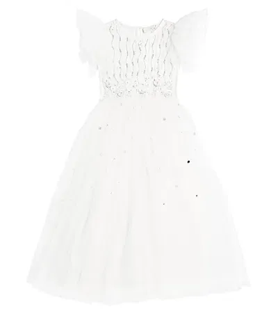 Tutu Du Monde Kids' White Wisteria Embellished Tulle Dress