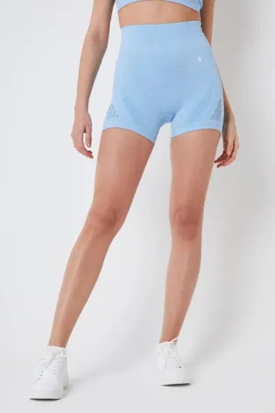 Twill Active Recycled Seamless Marl Laser Cut Shorts In Blue