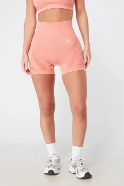 Twill Active Recycled Seamless Marl Laser Cut Shorts In Coral