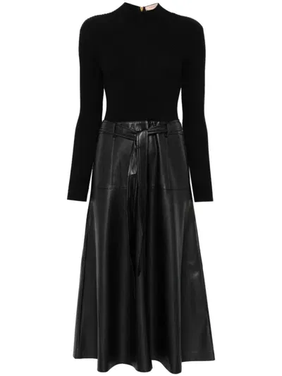 Twinset A-line Midi Dress In Black