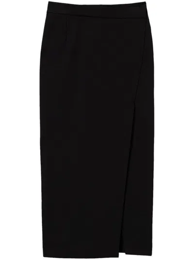 Twinset Asymmetric Long Skirt In Black