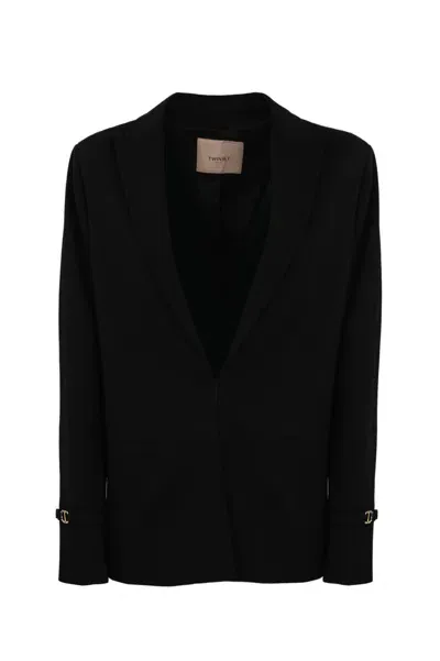 Twinset Blazer With Oval T Strap  In Black