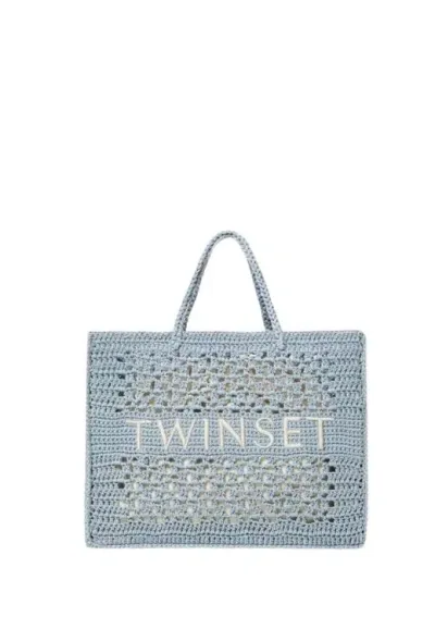 Twinset Twin-set Blue Tear 'bohémien' Shopper Bag In Grey