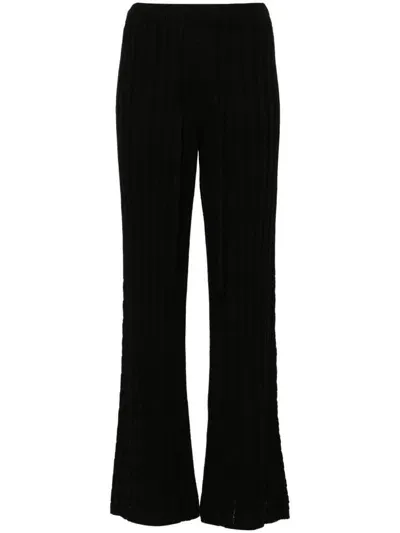 Twinset Cable-knit Flared Trousers In Black