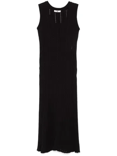 Twinset Cable-knit Midi Dress In Black