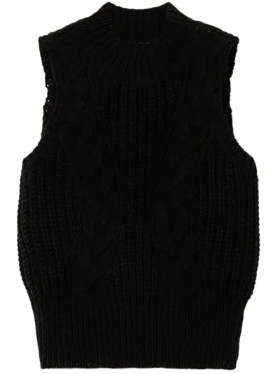 Twinset Cable Knit Top In Black