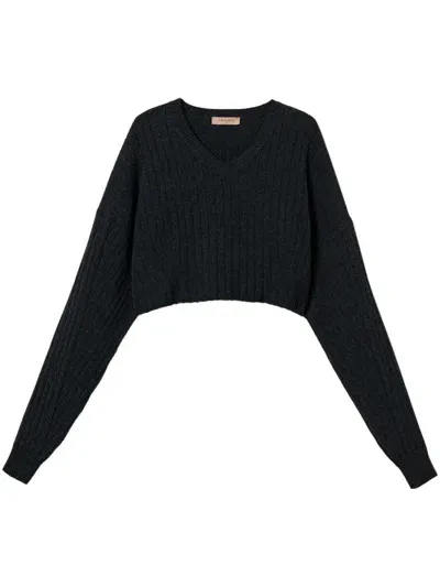 Twinset Cropped Sweater In Black