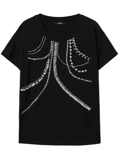 Twinset Crystal-embellished T-shirt In Black