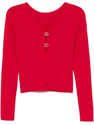 Twinset Cut Out-detail Sweater In Red