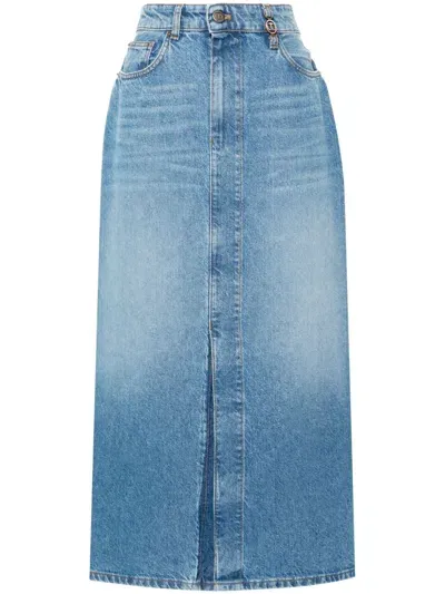 Twinset Denim Midi Skirt In Blue