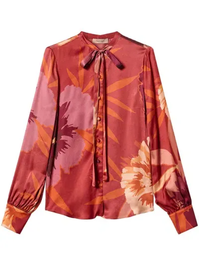 Twinset Floral-print Satin Shirt In Red