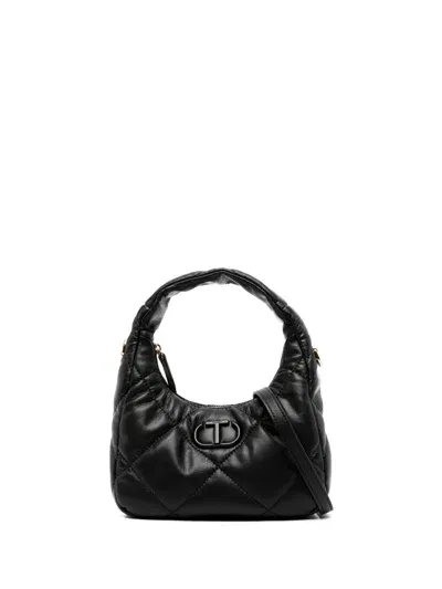 Twinset Logo-plaque Quilted Tote Bag In Black  