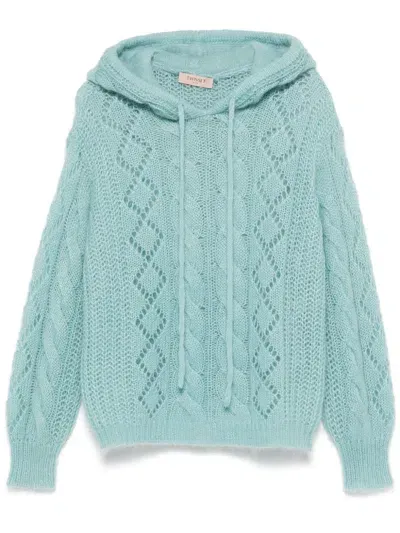 Twinset Hooded Jumper In Blue