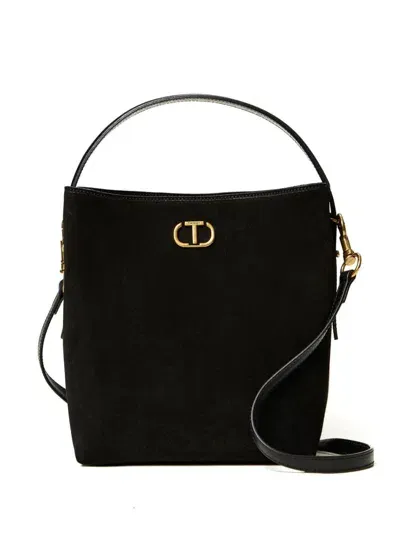 Twinset Leather Bucket Bag In Black