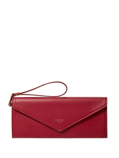 Twinset Leather Clutch Bag In Red