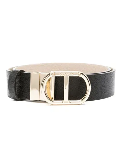 Twinset Logo-buckle Reversible Belt In Black