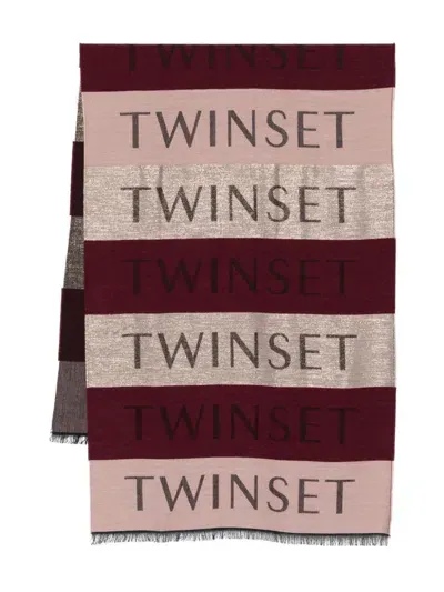 Twinset Logo-jacquard Scarf In Pink