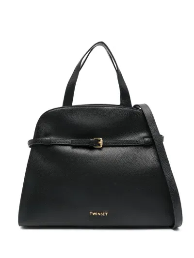 Twinset Logo-lettering Tote Bag In Black